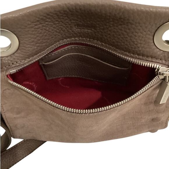 Hammitt Tony Small Taupe Embossed Suede Crossbody Handbag Adjustable Strap - Picture 11 of 14
